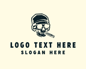 Barbershop - Cigar Skull Bandana logo design