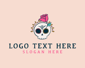 Decorative - Decorative Rose Skull logo design