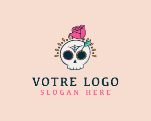 Decorative Rose Skull Logo