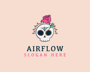 Decorative Rose Skull logo design