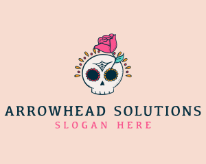 Decorative Rose Skull logo design