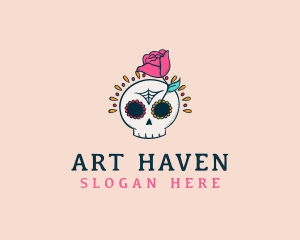 Decorative Rose Skull logo design