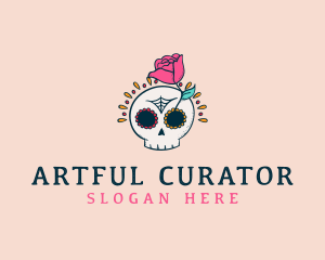 Decorative Rose Skull logo design