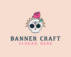 Decorative Rose Skull logo design