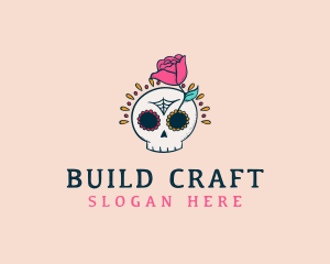 Decorative Rose Skull logo design