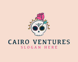 Decorative Rose Skull logo design