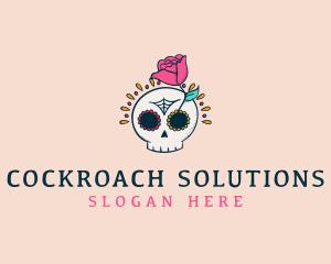 Decorative Rose Skull logo design