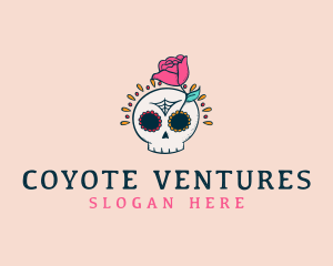 Decorative Rose Skull logo design