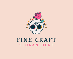 Decorative Rose Skull logo design