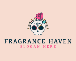 Decorative Rose Skull logo design