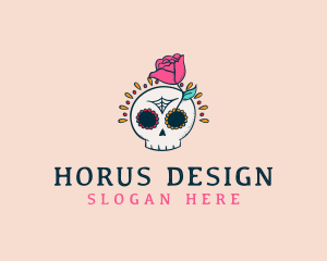 Decorative Rose Skull logo design