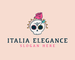 Decorative Rose Skull logo design