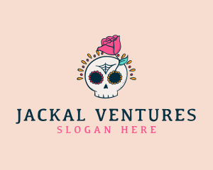 Decorative Rose Skull logo design