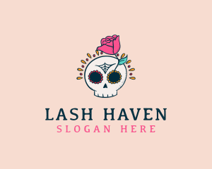 Decorative Rose Skull logo design