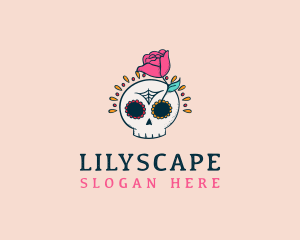 Decorative Rose Skull logo design