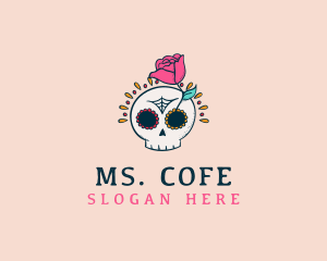 Decorative Rose Skull logo design