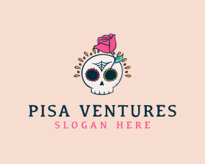 Decorative Rose Skull logo design