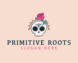 Decorative Rose Skull logo design