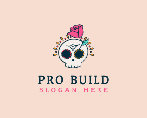 Decorative Rose Skull logo design