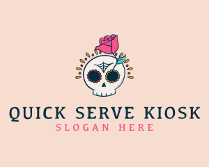 Decorative Rose Skull logo design