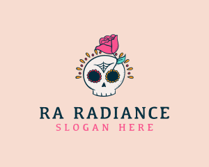 Decorative Rose Skull logo design