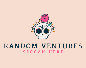 Decorative Rose Skull logo design