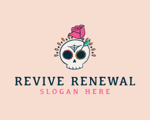 Decorative Rose Skull logo design