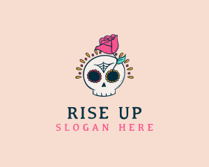 Decorative Rose Skull logo design