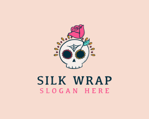 Decorative Rose Skull logo design