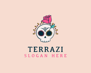 Decorative Rose Skull logo design