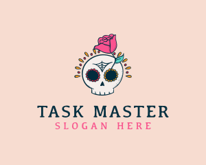 Decorative Rose Skull logo design