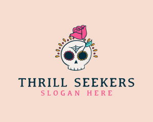 Decorative Rose Skull logo design