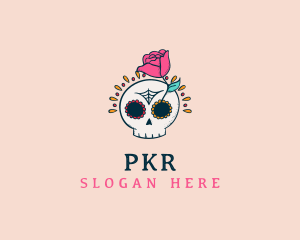 Decorative Rose Skull logo design