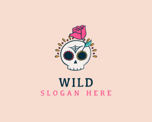 Decorative Rose Skull logo design