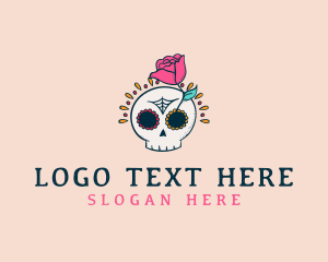 Dia De Los Muertos - Decorative Rose Skull logo design