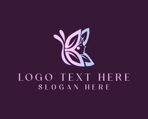 Relaxation - Butterfly Leaf Woman logo design