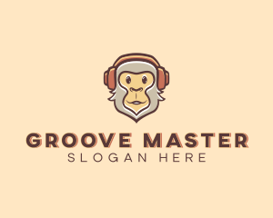 Headphones DJ Monkey logo design