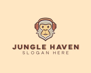 Headphones DJ Monkey logo design
