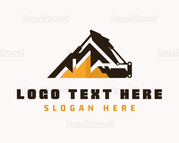 Excavator Mountain Construction Logo