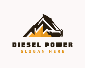 Diesel - Excavator Mountain Construction logo design