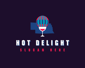 Hot Air Balloon Wine Nebraska logo design