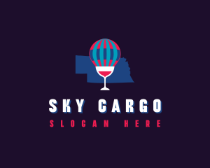 Hot Air Balloon Wine Nebraska logo design