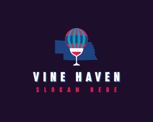 Hot Air Balloon Wine Nebraska logo design