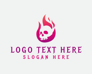 Streamer - Skull Fire Flame logo design