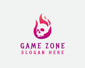 Skull Fire Flame logo design