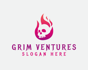 Skull Fire Flame logo design