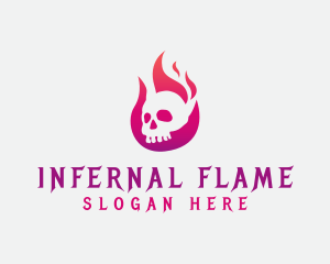 Skull Fire Flame logo design