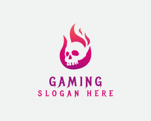 Horror - Skull Fire Flame logo design