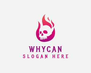 Streamer - Skull Fire Flame logo design