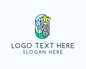 Oldman - Trident King Poseidon logo design